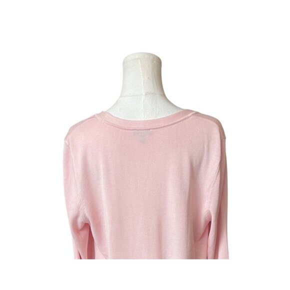 Talbots Pink Cardigan Sweater Size M Long Cotton Lightweight Oversized Dainty - Picture 6 of 10